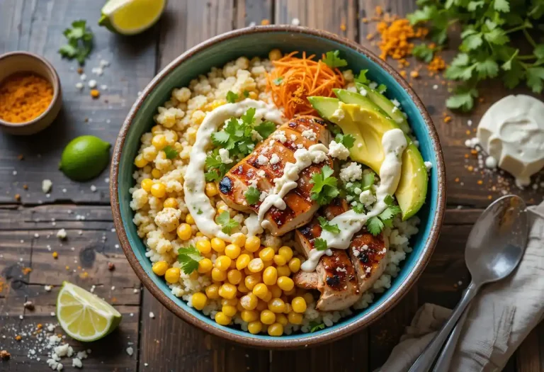 Street Corn Chicken Rice Bowl |Easy 30-Minute Dinner Recipe