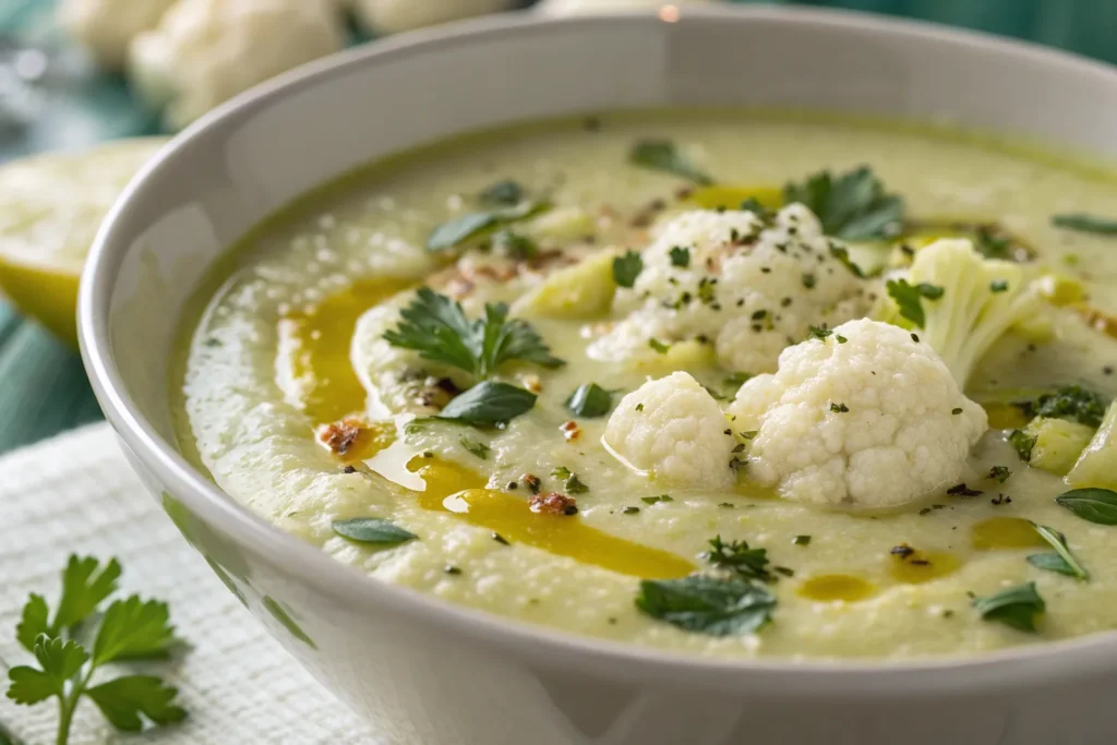 Healthy Mediterranean Cauliflower Soup