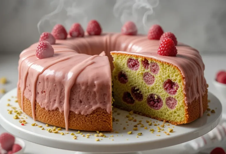 Pistachio Raspberry Cake Recipe – Light, Nutty & Bursting with Flavor