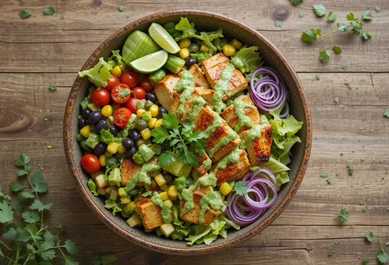 BBQ Chicken Salad with Creamy Avocado Dressing
