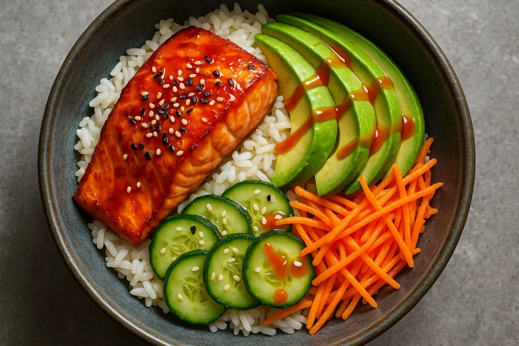 Honey Sriracha Salmon Bowls