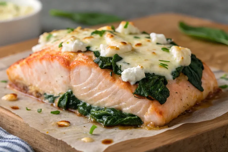 Baked Stuffed Salmon with Spinach & Feta