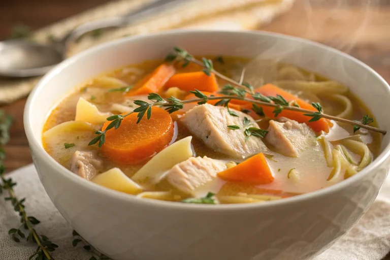 Fall Chicken Noodle Soup with Thyme & Carrots