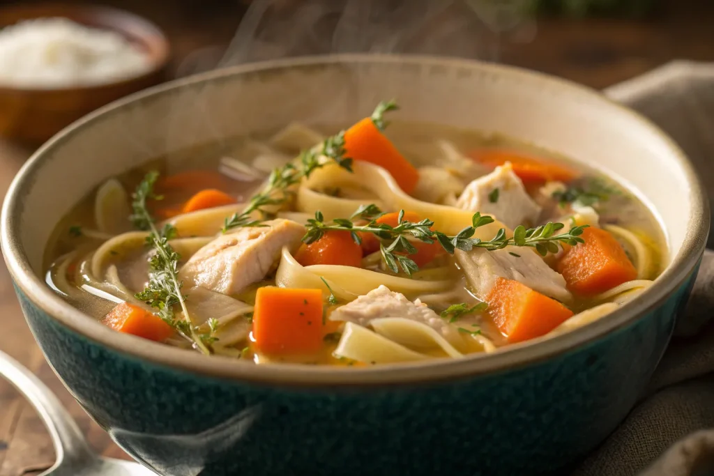 Fall Chicken Noodle Soup with Thyme & Carrots
