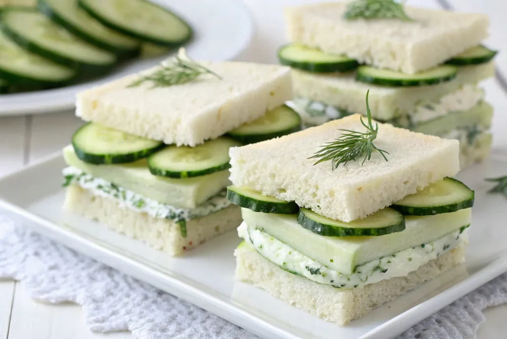 Mini Cucumber Sandwiches with Dill Cream Cheese