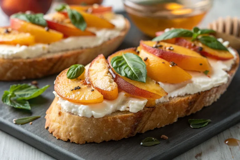 Best Peach Bruschetta with Whipped Ricotta: A Sweet & Savory Summer Bite