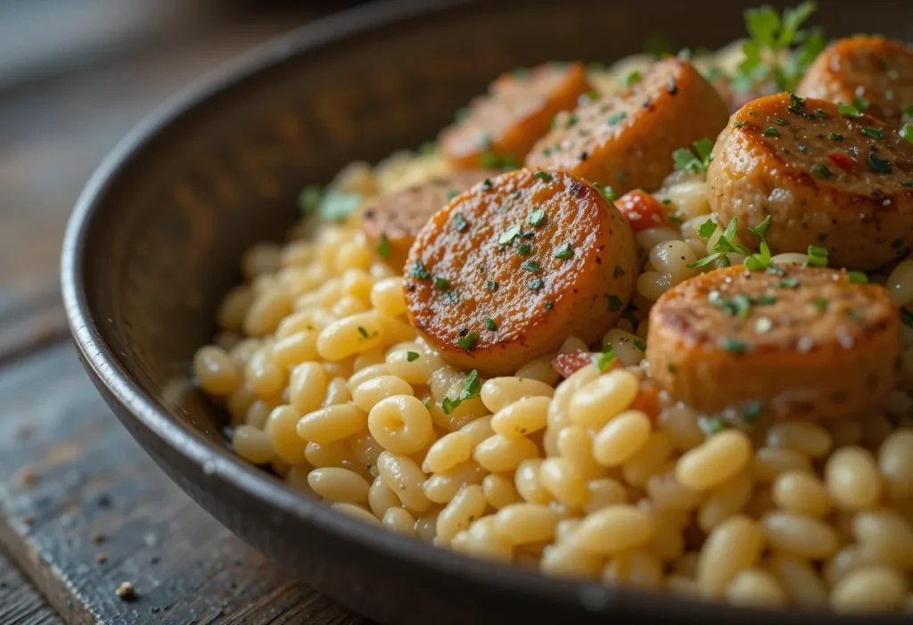 Creamy Chicken Sausage Orzo