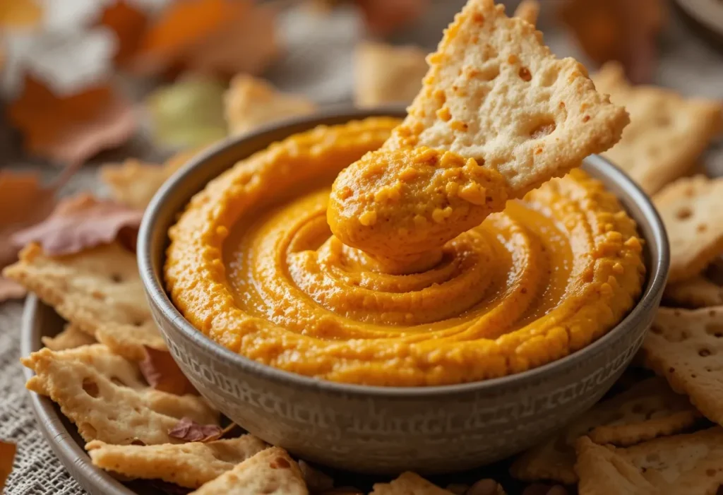 Pumpkin Hummus with Pita Chips