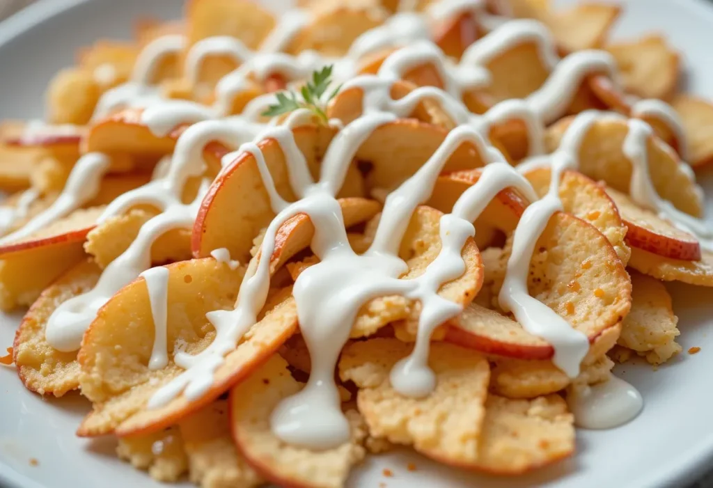 Crispy Apple Nachos with Creamy Yogurt Drizzle