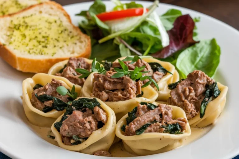 Garlic Butter Beef Spinach Tortellini