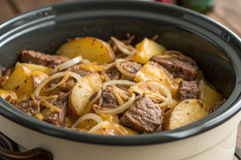 Crockpot Cheesesteak Potato Casserole