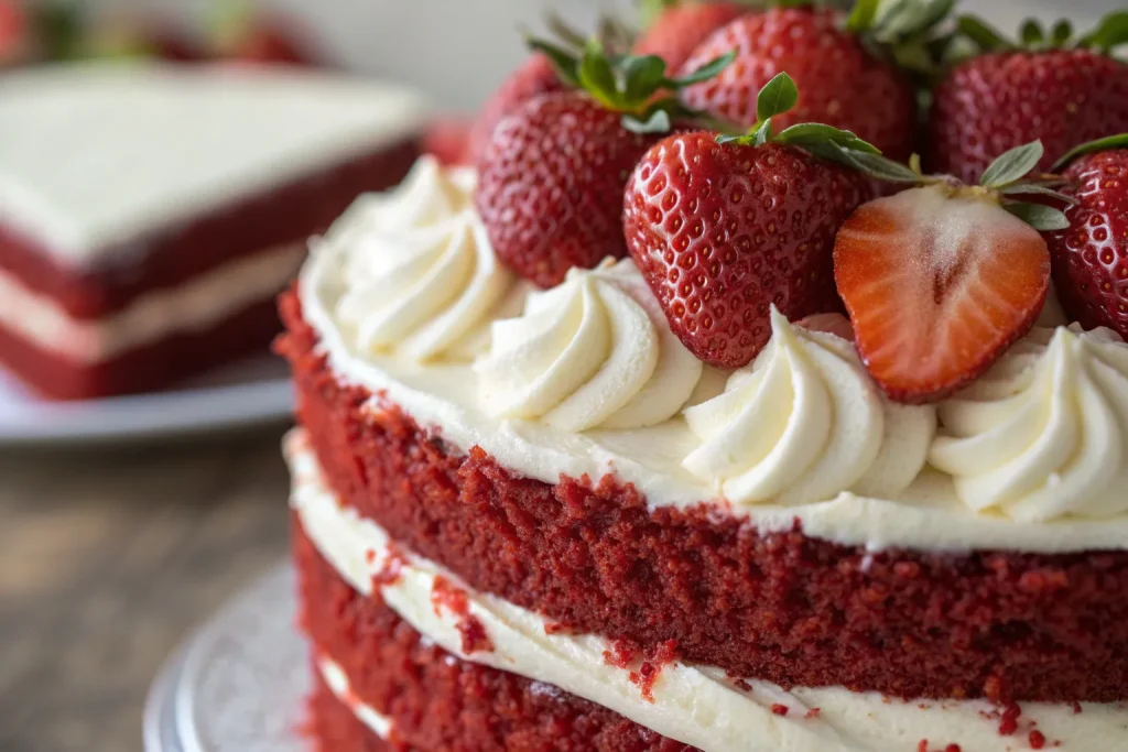 Red Velvet Strawberry Cake