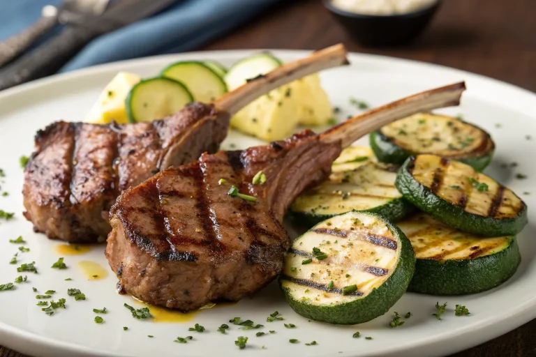 Grilled Lamb Chops with Marjoram Butter and Zucchini