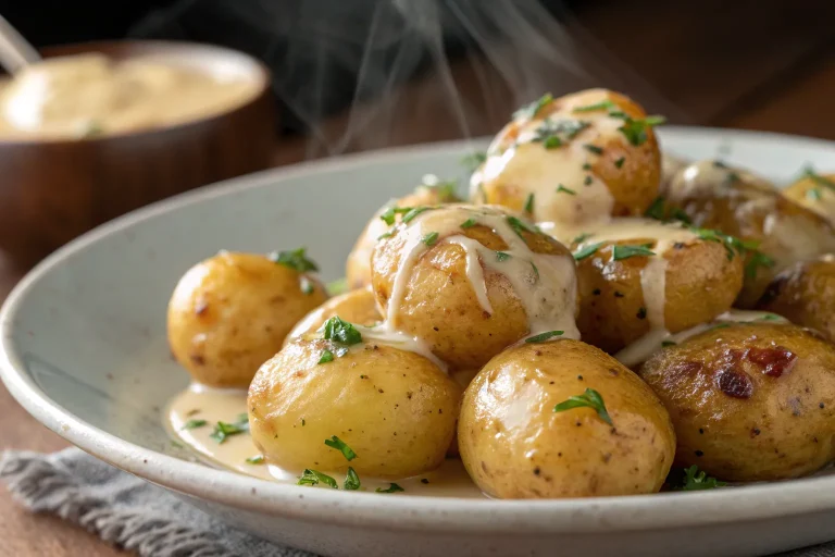 Easy Creamy Garlic Baby Potatoes