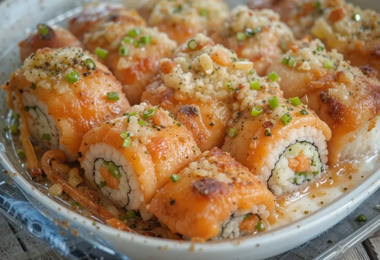 Easy Salmon Sushi Bake – Cheesy, Creamy & Flavorful