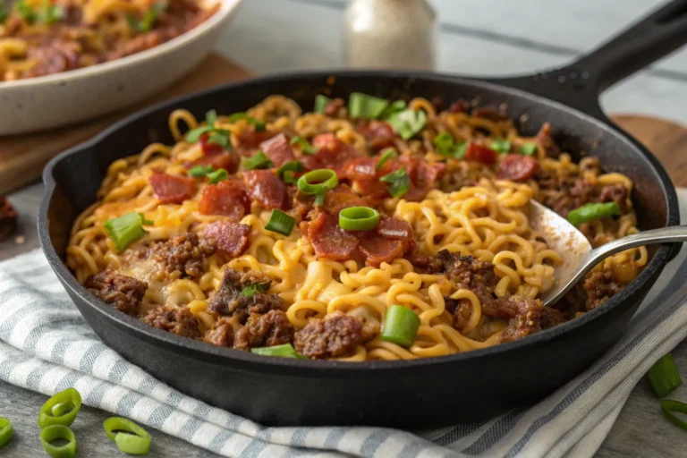 Bacon Cheeseburger Ramen Bake