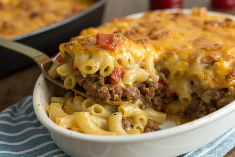 Cheesy Macaroni Hamburger Casserole