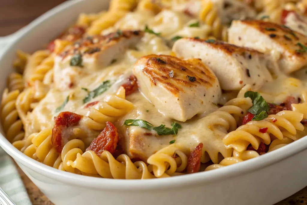 Cheesy Tuscan Chicken Rotini – A Creamy Italian-Inspired Delight