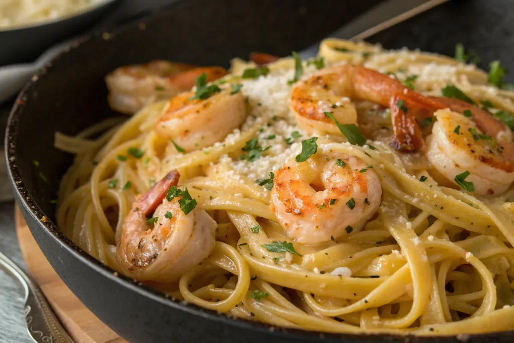 Creamy Garlic Parmesan Shrimp Linguine