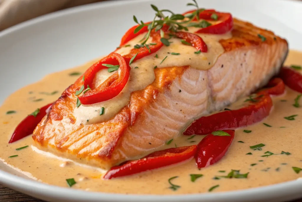 Creamy Roasted Red Pepper Salmon