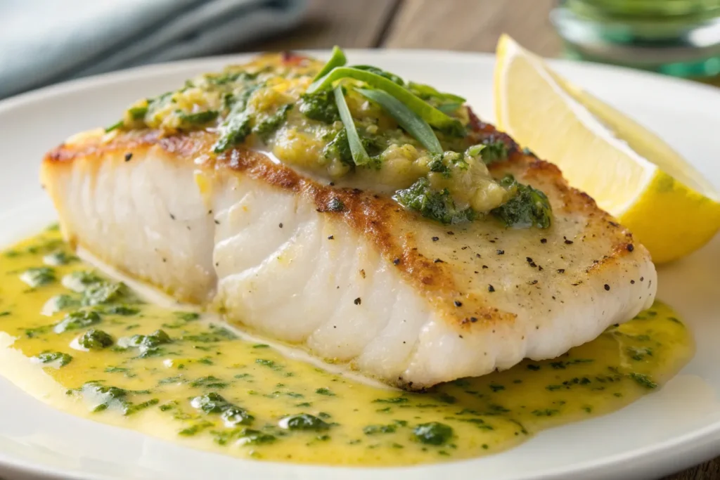Delish Grilled Cod with Lemon Herb Sauce
