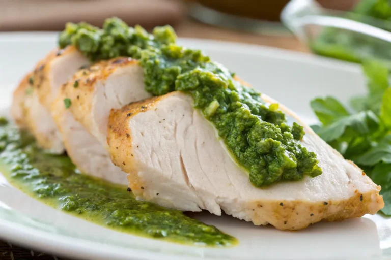 Healthy Poached Chicken & Green Sauce