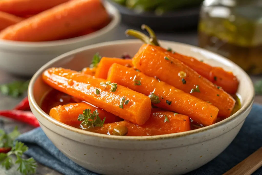 Hot Honey Pickled Carrots