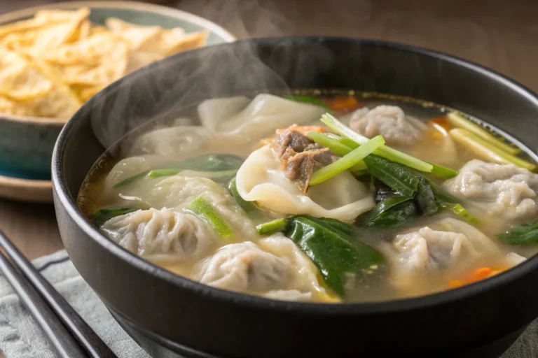 Korean Rice Cake and Dumpling Soup (Tteok Mandu Guk)