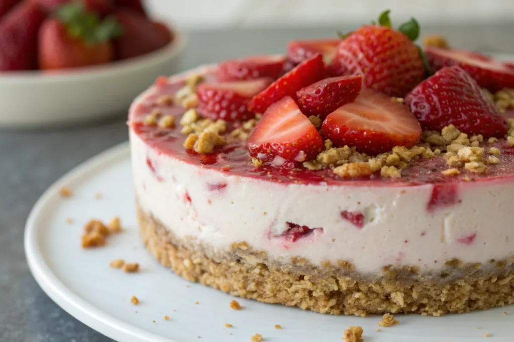 No-Bake Strawberry Crunch Cheesecake