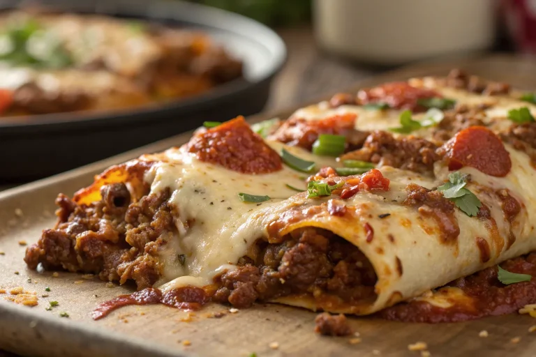 Pizza Enchiladas with Ground Beef