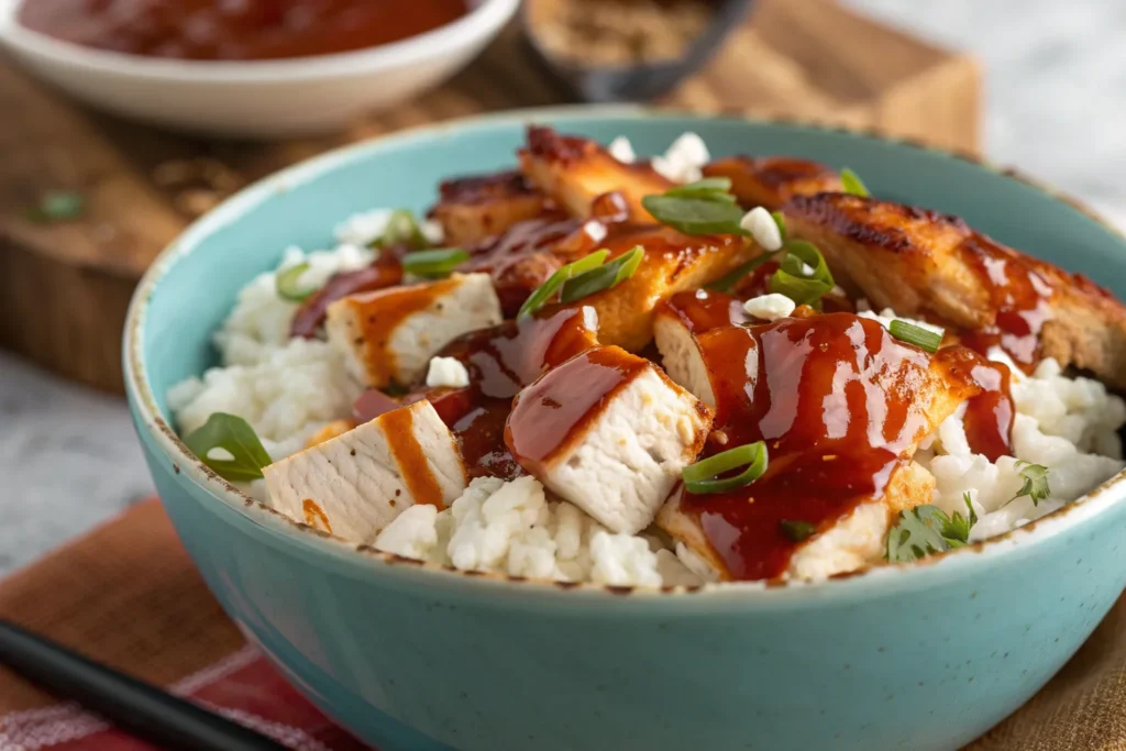 Quick Cottage Cheese BBQ Chicken Bowl