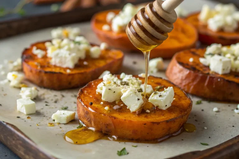Roasted Sweet Potato Rounds with Honey & Feta