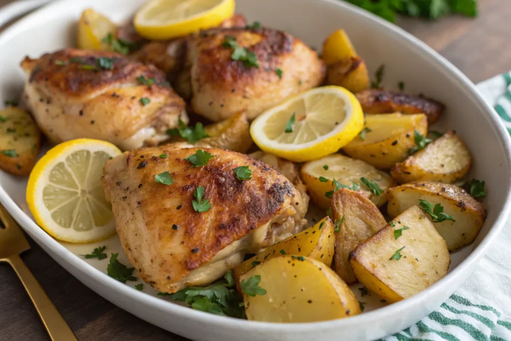 Greek Lemon Chicken and Potatoes – Easy Oven Baked Chicken Dinner Recipe