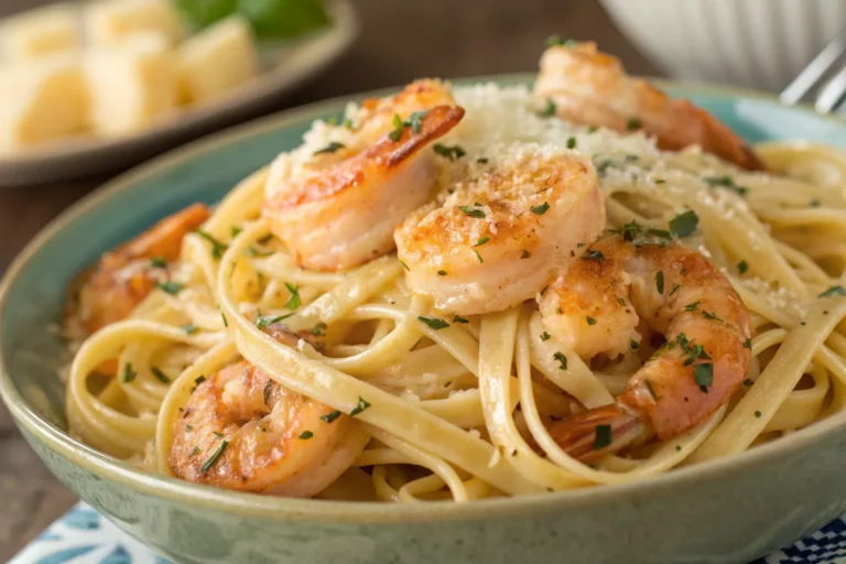 Creamy Garlic Parmesan Shrimp Linguine