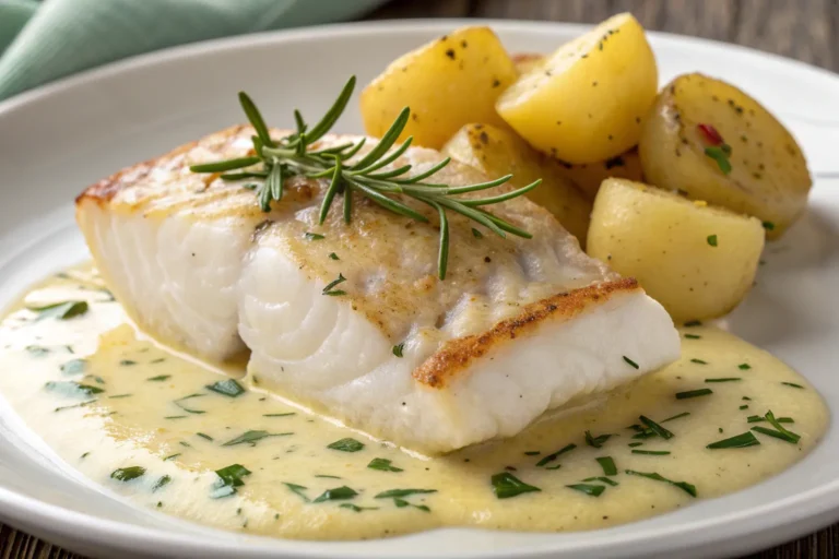 Cod and Potatoes with Rosemary Cream Sauce