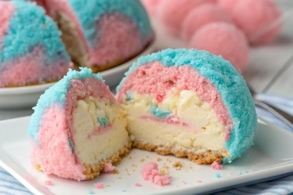 Crispy Cotton Candy Cheesecake Bombs