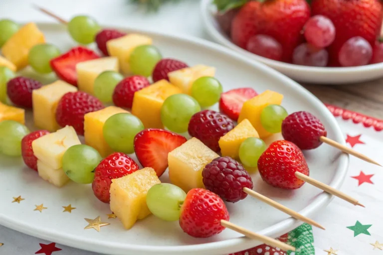 Fruit Skewers with Holiday Colors