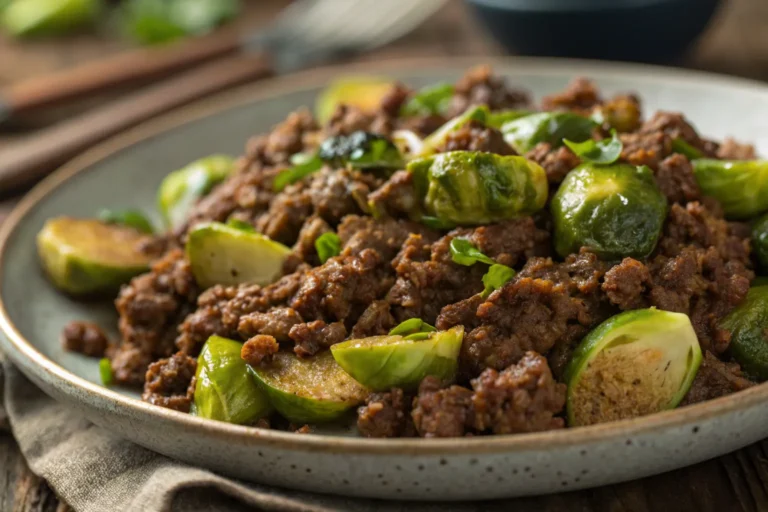 Ground Beef and Brussels Sprouts