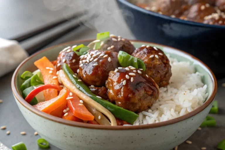 Korean BBQ Meatball Rice Bowls