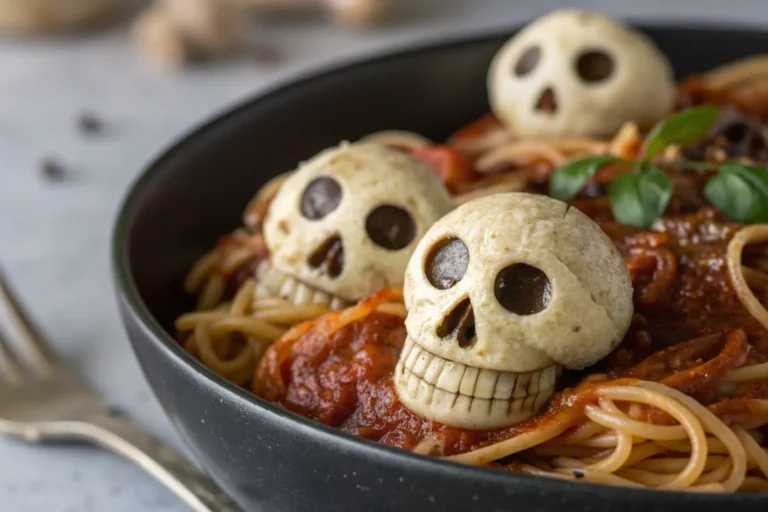 Mushroom Skulls Spooky Pasta