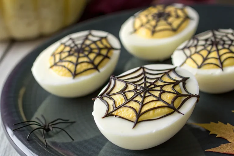 Spooky Spiderweb Deviled Eggs