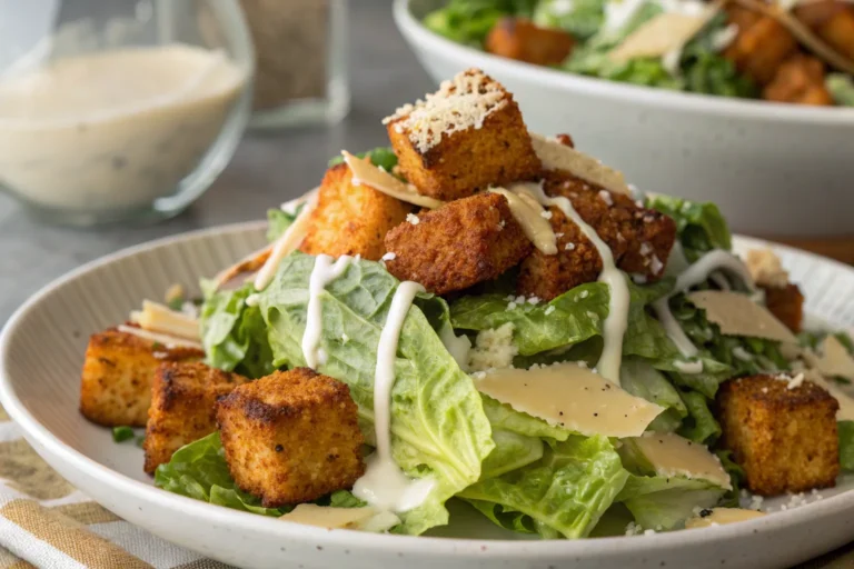 Crispy Buffalo Tofu Caesar Salad