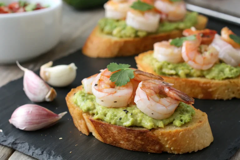 Garlic Shrimp Crostini with Avocado