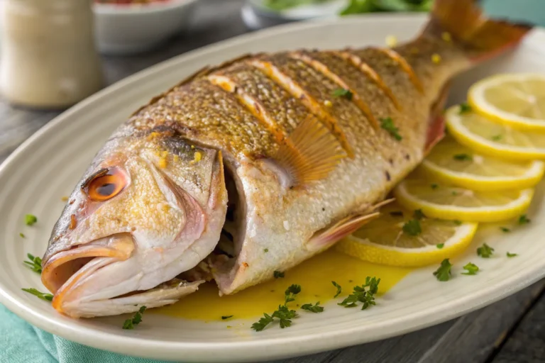 Oven Baked Whole Yellowtail Snapper