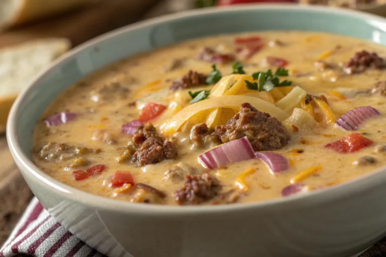 Rich and Savory Classic Cheeseburger Soup