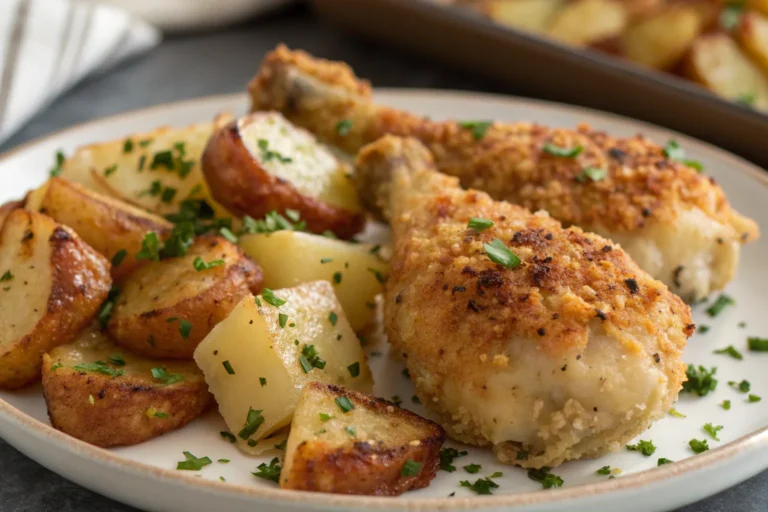 Garlic Parmesan Chicken Drumsticks with Potatoes