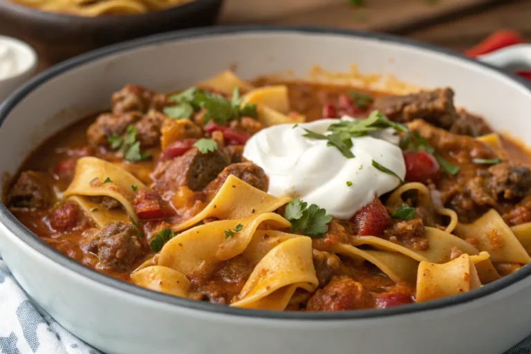 Super Delicious Sour Cream Beef Noodle Casserole