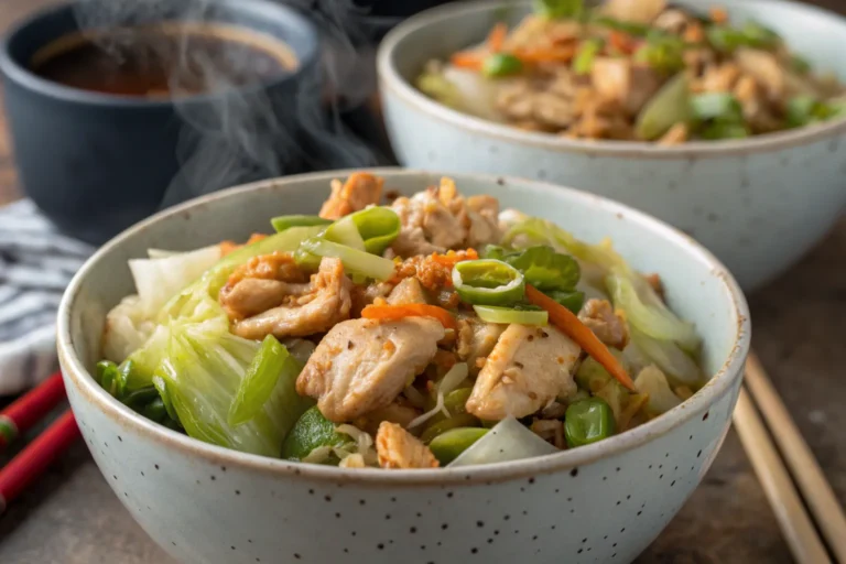 Egg Roll Bowls with Chicken and Cabbage