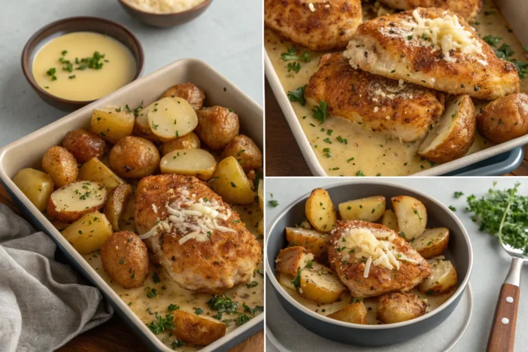 Crispy Garlic Parmesan Chicken and Baby Potatoes