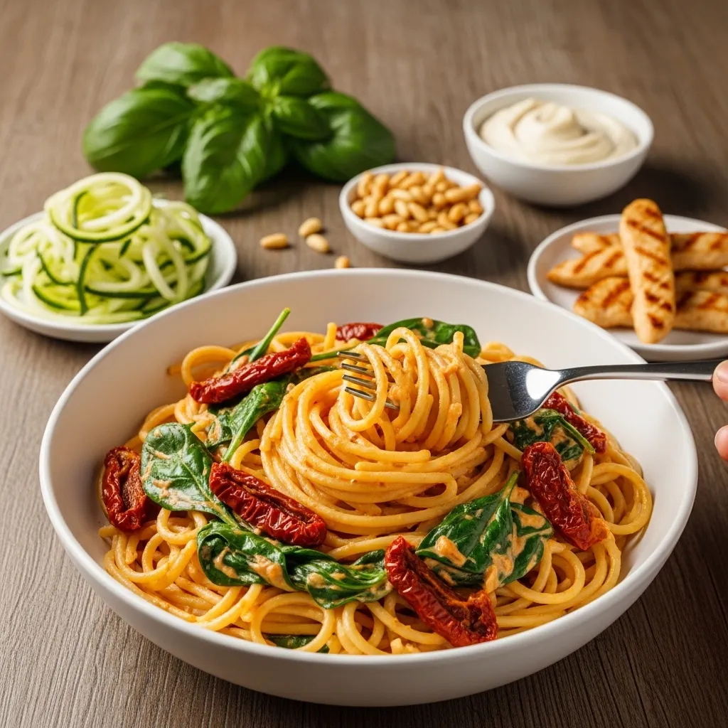 Eating Well Spaghetti With Spinach And Sun Dried Tomato Cream Sauce